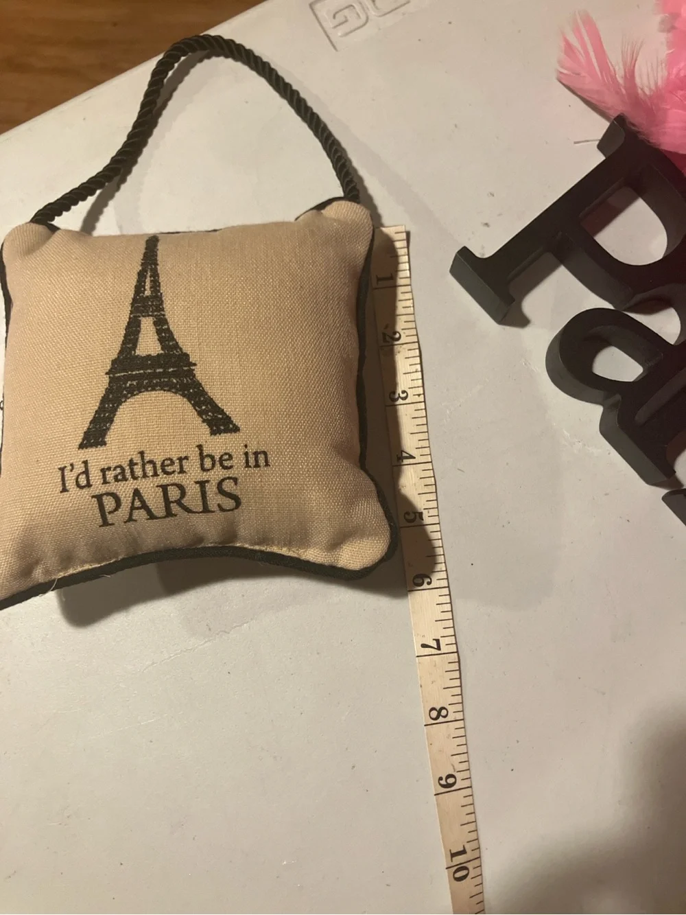 Paris Decor Bundle Wooden Sign Eiffel Tower & Pillow 2 Pc